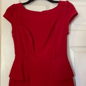 Red side peplum dress